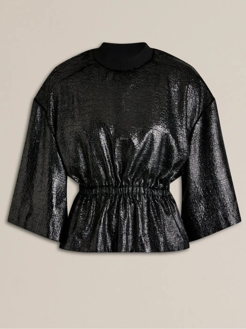 Scanlan Theodore Black Lacquered Velvet Top, NWT